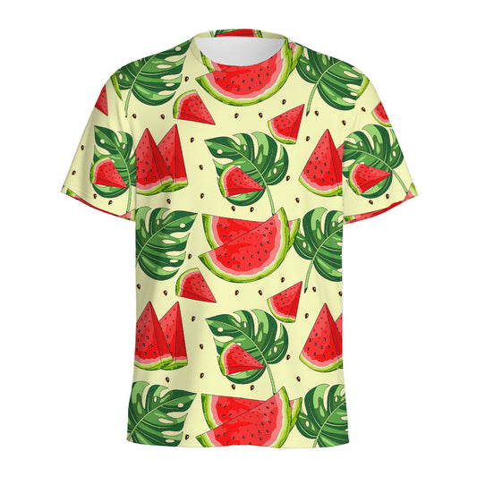 Cute Tropical Watermelon Pattern Print Men's Sports T-Shirt