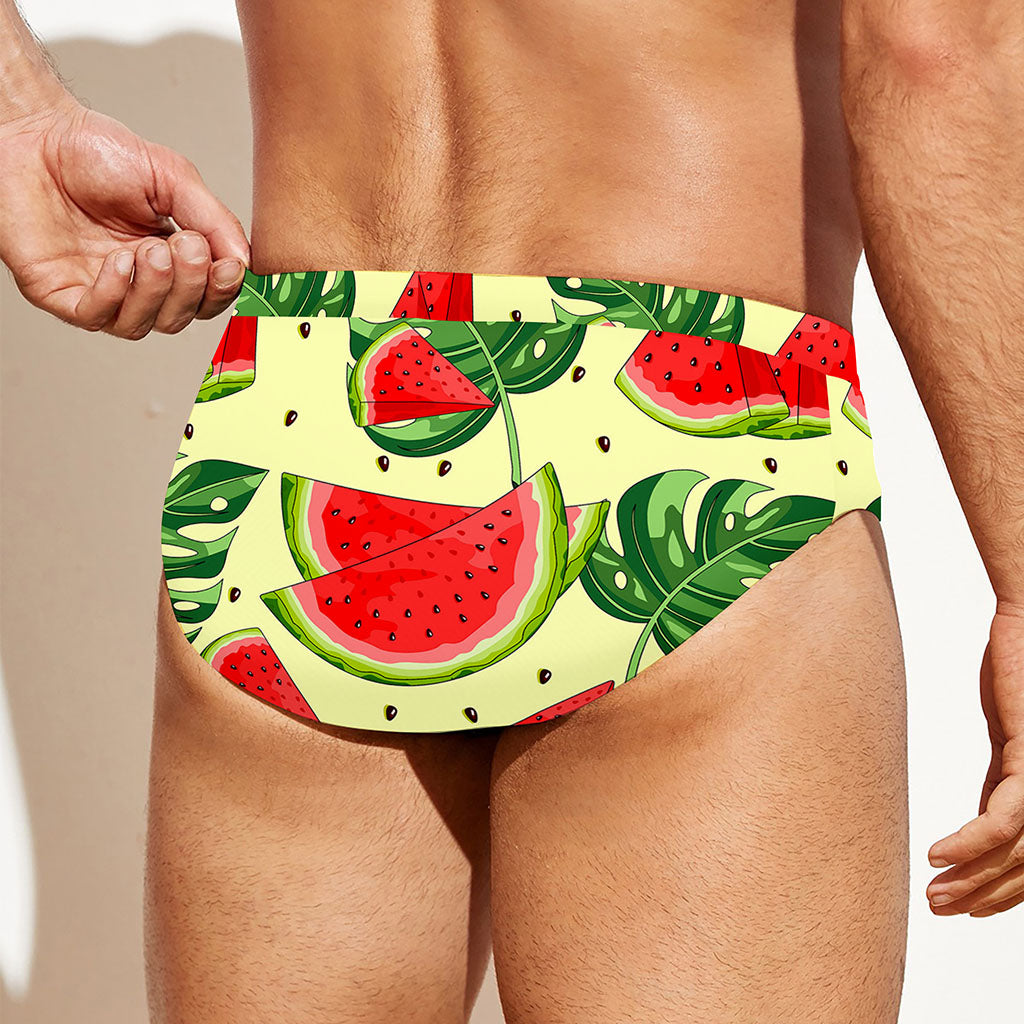 Cute Tropical Watermelon Pattern Print Men's Swim Briefs