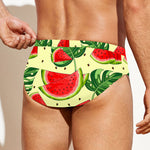 Cute Tropical Watermelon Pattern Print Men's Swim Briefs
