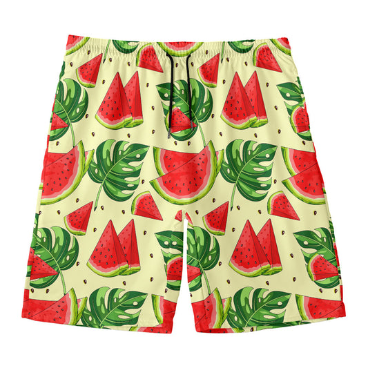 Cute Tropical Watermelon Pattern Print Men's Swim Trunks