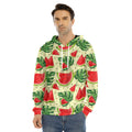 Cute Tropical Watermelon Pattern Print Men's Velvet Pullover Hoodie