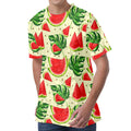 Cute Tropical Watermelon Pattern Print Men's Velvet T-Shirt