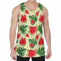Cute Tropical Watermelon Pattern Print Men's Velvet Tank Top