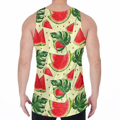 Cute Tropical Watermelon Pattern Print Men's Velvet Tank Top