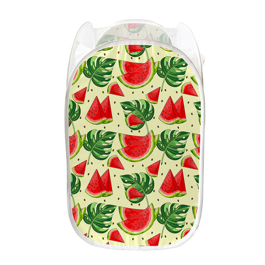 Cute Tropical Watermelon Pattern Print Mesh Laundry Hamper