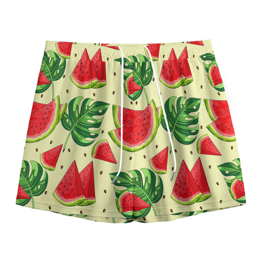 Cute Tropical Watermelon Pattern Print Mesh Shorts