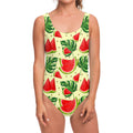 Cute Tropical Watermelon Pattern Print One Piece Swimsuit