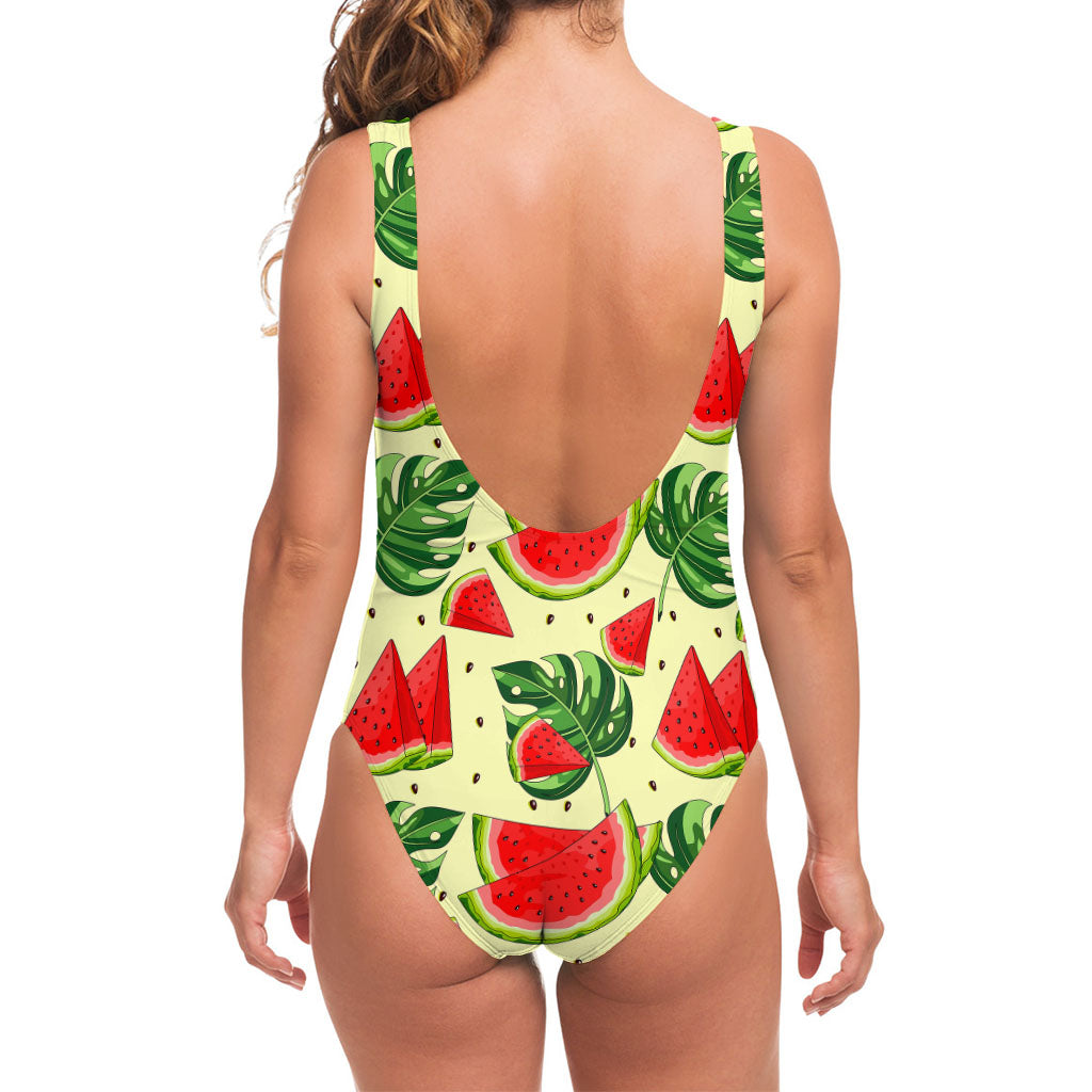 Cute Tropical Watermelon Pattern Print One Piece Swimsuit