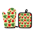 Cute Tropical Watermelon Pattern Print Oven Mitt And Pot Holder Set
