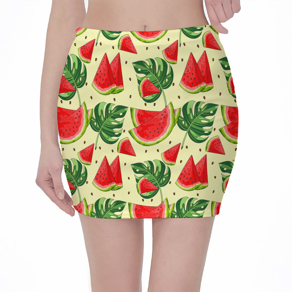 Cute Tropical Watermelon Pattern Print Pencil Mini Skirt