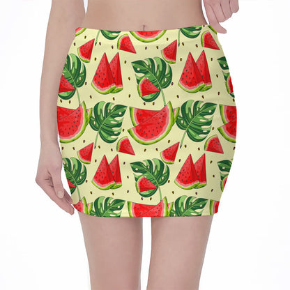Cute Tropical Watermelon Pattern Print Pencil Mini Skirt