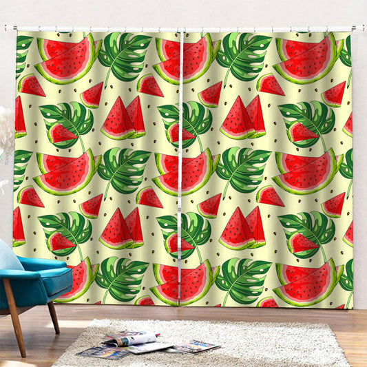 Cute Tropical Watermelon Pattern Print Pencil Pleat Curtains