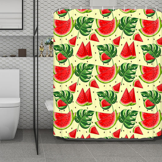Cute Tropical Watermelon Pattern Print Polyester Shower Curtain