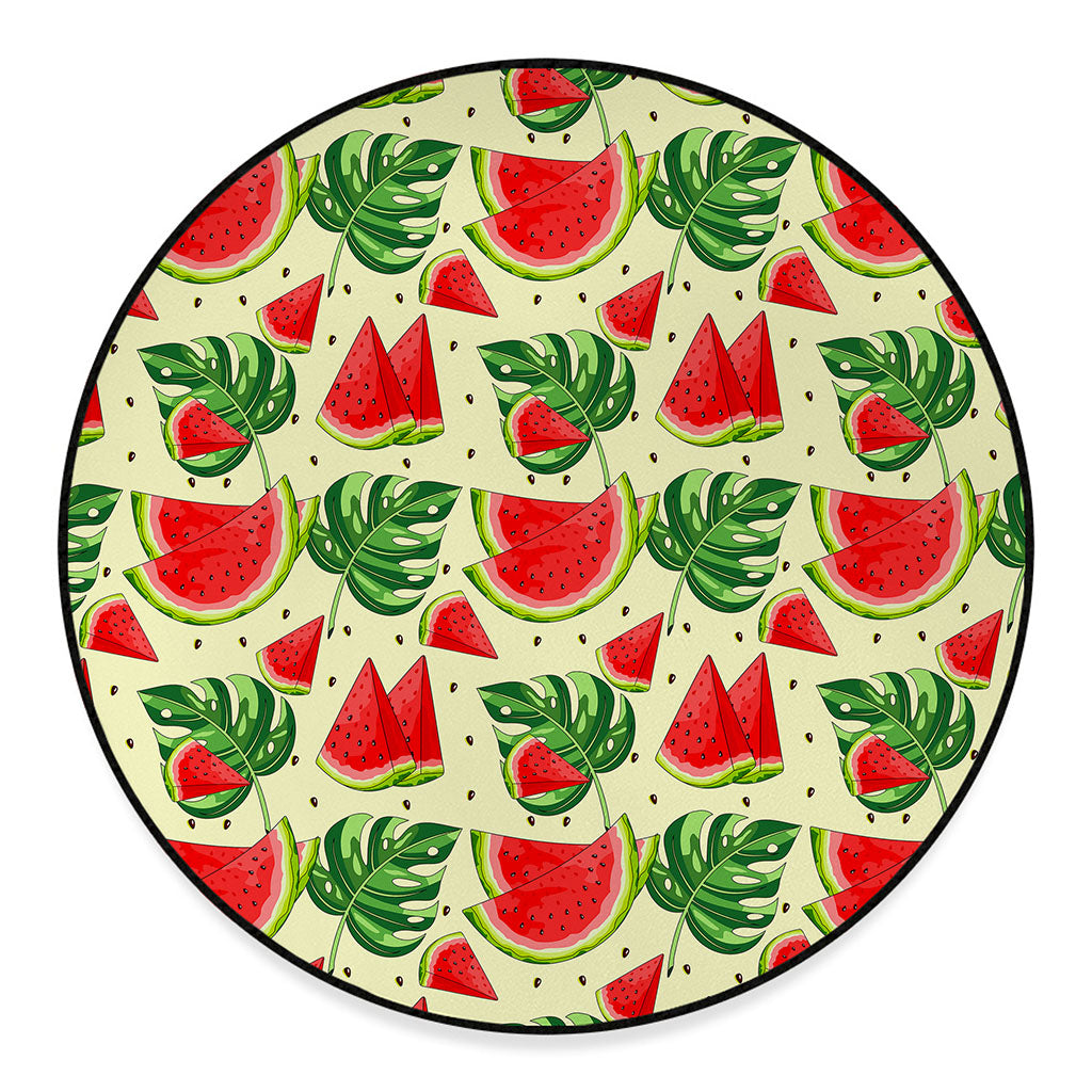 Cute Tropical Watermelon Pattern Print Round Floor Mat