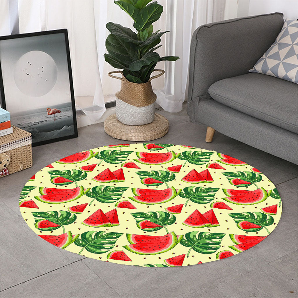 Cute Tropical Watermelon Pattern Print Round Rug