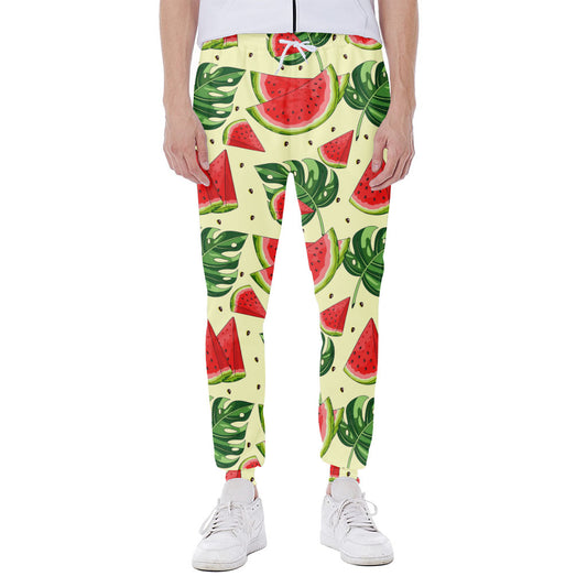 Cute Tropical Watermelon Pattern Print Scuba Joggers
