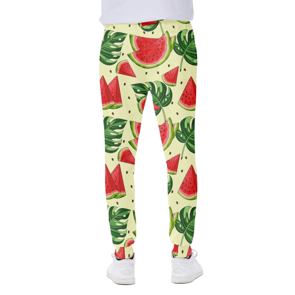 Cute Tropical Watermelon Pattern Print Scuba Joggers