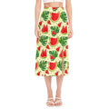 Cute Tropical Watermelon Pattern Print Side Slit Midi Skirt