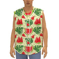 Cute Tropical Watermelon Pattern Print Sleeveless Baseball Jersey