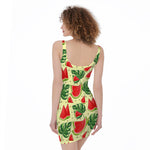Cute Tropical Watermelon Pattern Print Sleeveless Bodycon Dress