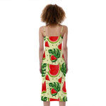 Cute Tropical Watermelon Pattern Print Slim Fit Midi Cami Dress