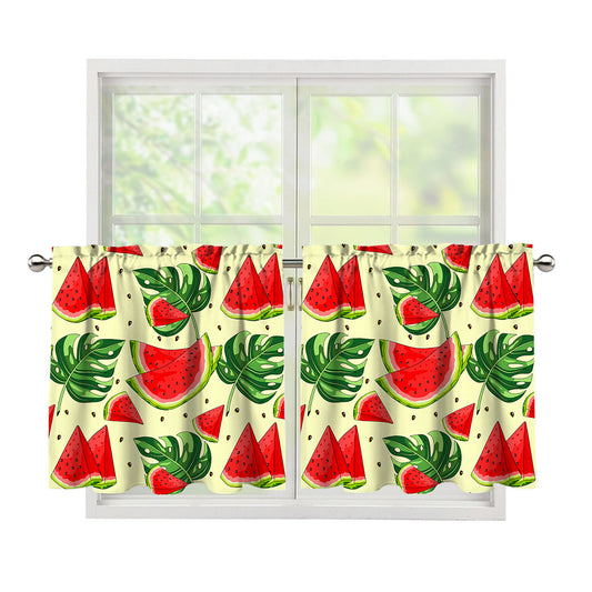 Cute Tropical Watermelon Pattern Print Tier Curtains