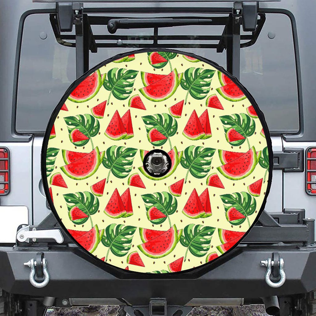 Cute Tropical Watermelon Pattern Print Tire Cover With Camera Hole
