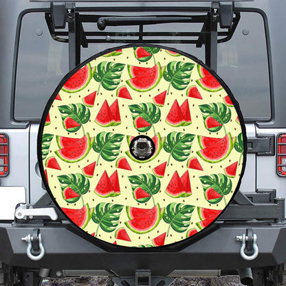 Cute Tropical Watermelon Pattern Print Tire Cover With Camera Hole