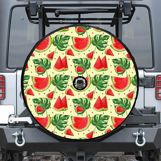 Cute Tropical Watermelon Pattern Print Tire Cover With Camera Hole