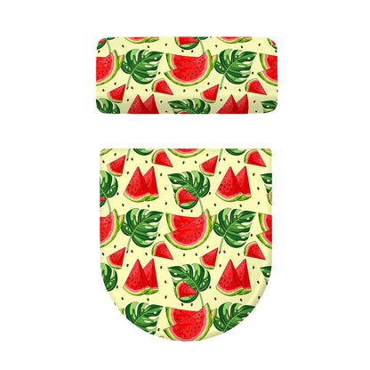 Cute Tropical Watermelon Pattern Print Toilet Lid And Tank Cover Set