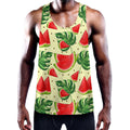 Cute Tropical Watermelon Pattern Print Men's Workout Tank Top