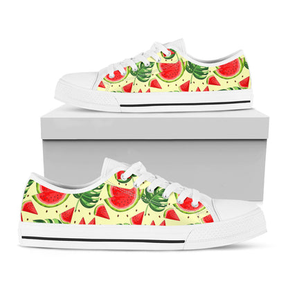 Cute Tropical Watermelon Pattern Print White Low Top Sneakers