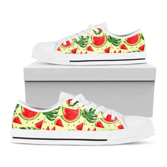 Cute Tropical Watermelon Pattern Print White Low Top Sneakers
