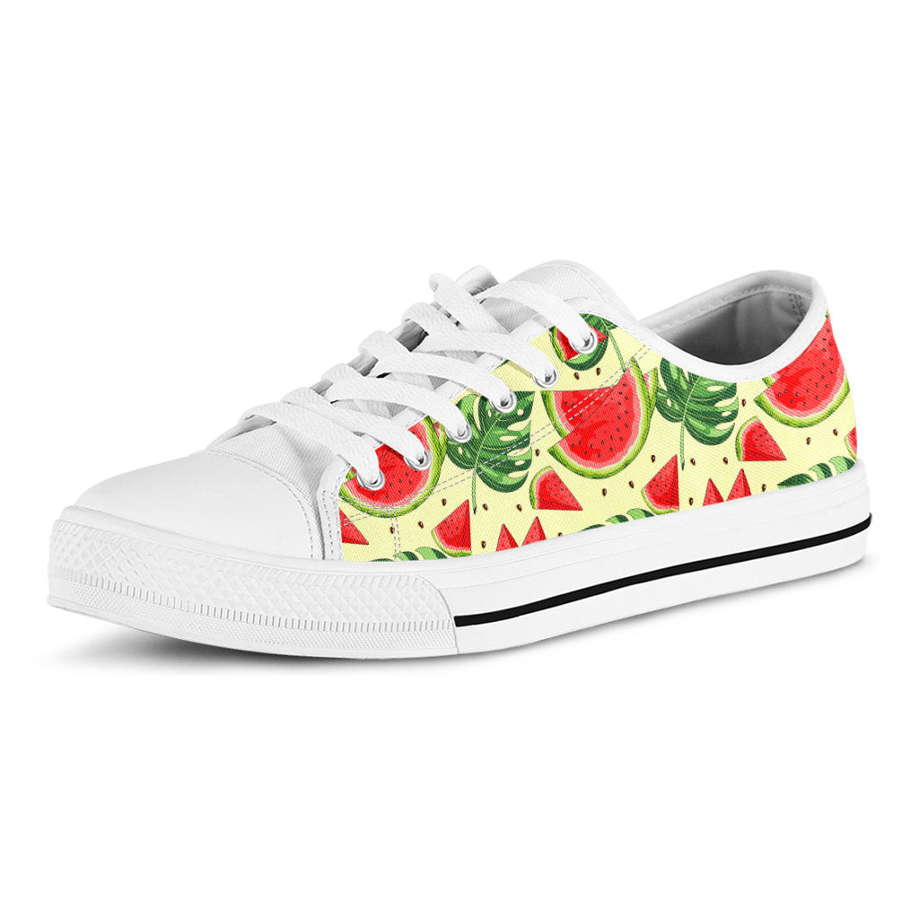 Cute Tropical Watermelon Pattern Print White Low Top Sneakers