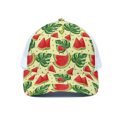 Cute Tropical Watermelon Pattern Print White Mesh Trucker Cap
