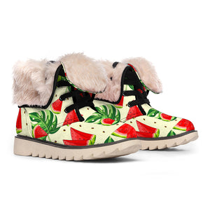 Cute Tropical Watermelon Pattern Print Winter Boots