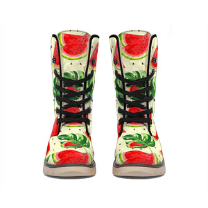 Cute Tropical Watermelon Pattern Print Winter Boots