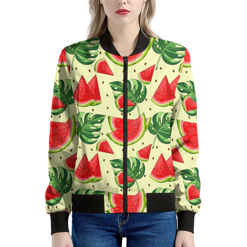 Cute Tropical Watermelon Pattern Print Women's Bomber Jacket