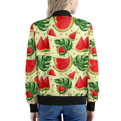 Cute Tropical Watermelon Pattern Print Women's Bomber Jacket