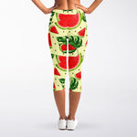 Cute Tropical Watermelon Pattern Print Women's Capri Leggings