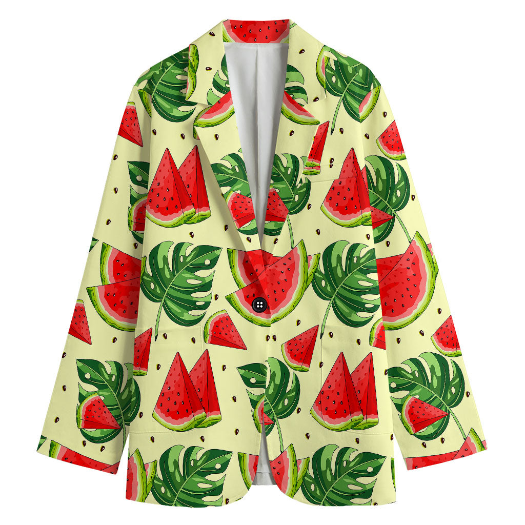 Cute Tropical Watermelon Pattern Print Women's Cotton Blazer