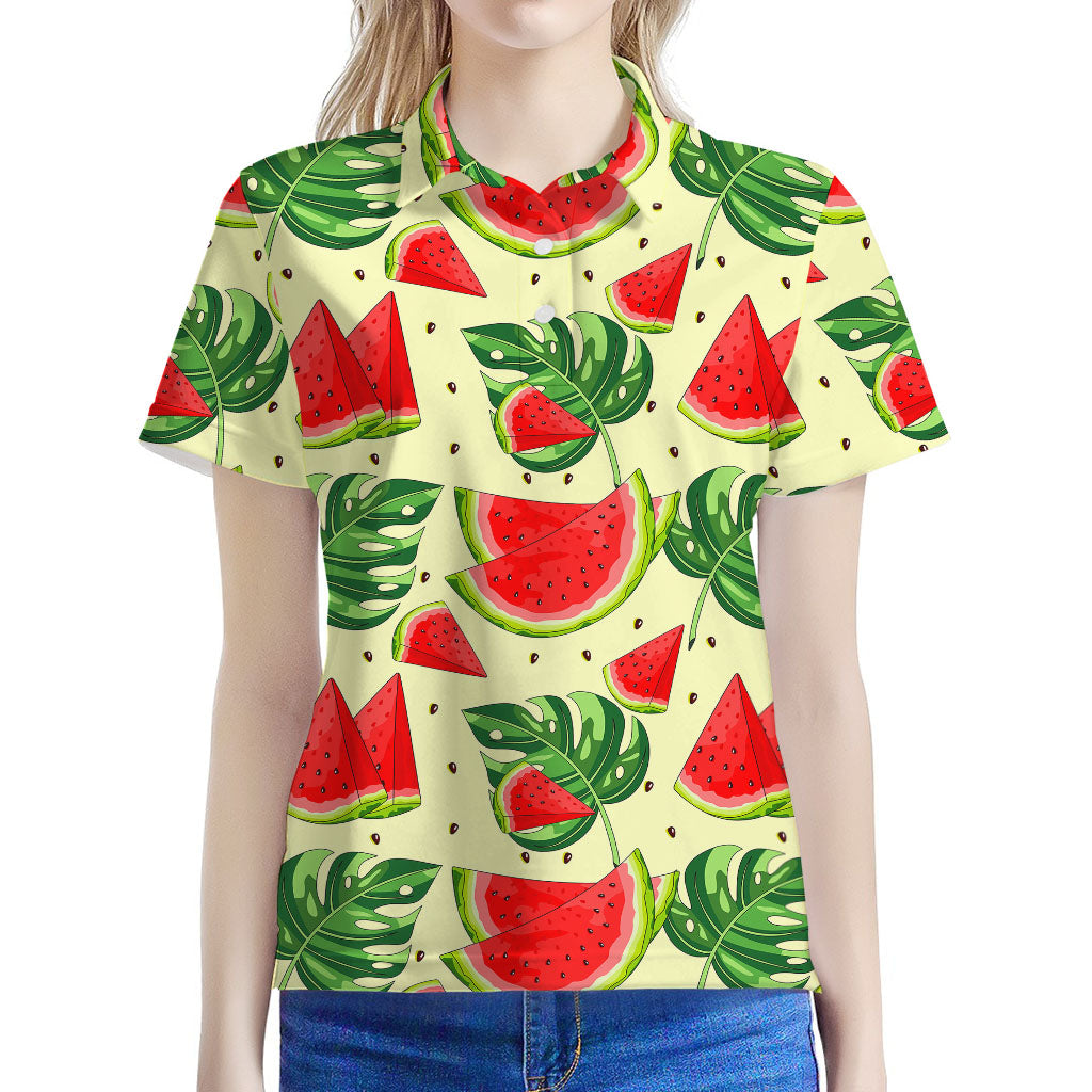 Cute Tropical Watermelon Pattern Print Women's Polo Shirt