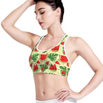 Cute Tropical Watermelon Pattern Print Women's Sports Bra