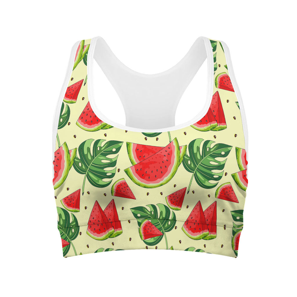 Cute Tropical Watermelon Pattern Print Women's Sports Bra