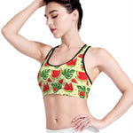 Cute Tropical Watermelon Pattern Print Women's Sports Bra