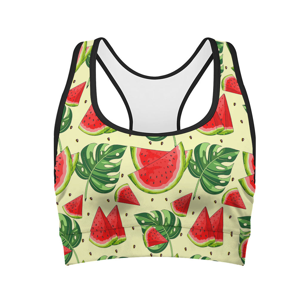 Cute Tropical Watermelon Pattern Print Women's Sports Bra