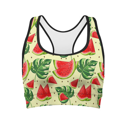 Cute Tropical Watermelon Pattern Print Women's Sports Bra