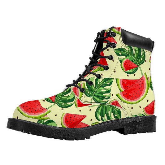 Cute Tropical Watermelon Pattern Print Work Boots