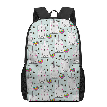 Cute Unicorn Cat Pattern Print 17 Inch Backpack