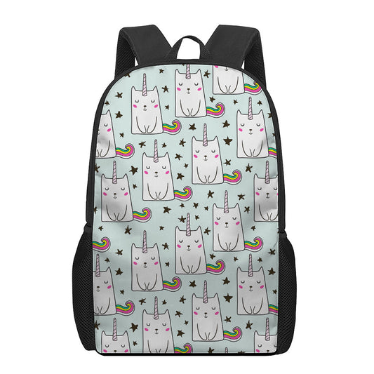 Cute Unicorn Cat Pattern Print 17 Inch Backpack